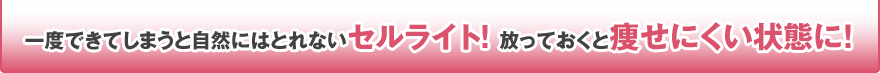 一度できてしまうと自然にはとれないセルライト! 放っておくと痩せにくい状態に!