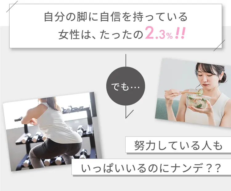 自分の脚に自信を持っている女性は、たったの2.3%！！ でも… 努力している人もいっぱいいるのにナンデ？？