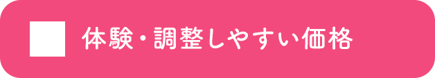 体験・調整しやすい価格