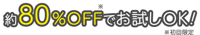 約80%OFF※でお試しOK！ ※初回限定