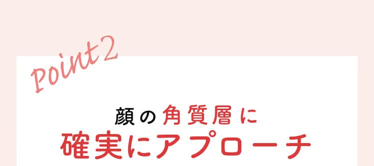 Point2 顔の角質層に確実にアプローチ