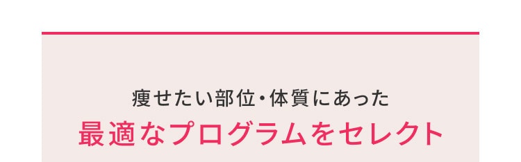 痩せたい部位・体質にあった 最適なプログラムをセレクト