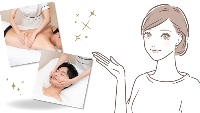 エステの流れを表してる女性のイラスト