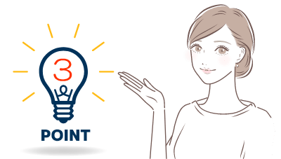 「4つのポイント」を表してる女性のイラスト