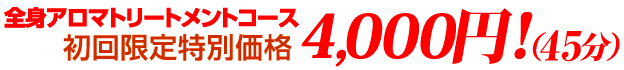 全身アロマトリートメント　初回限定特別価格　4,200円！